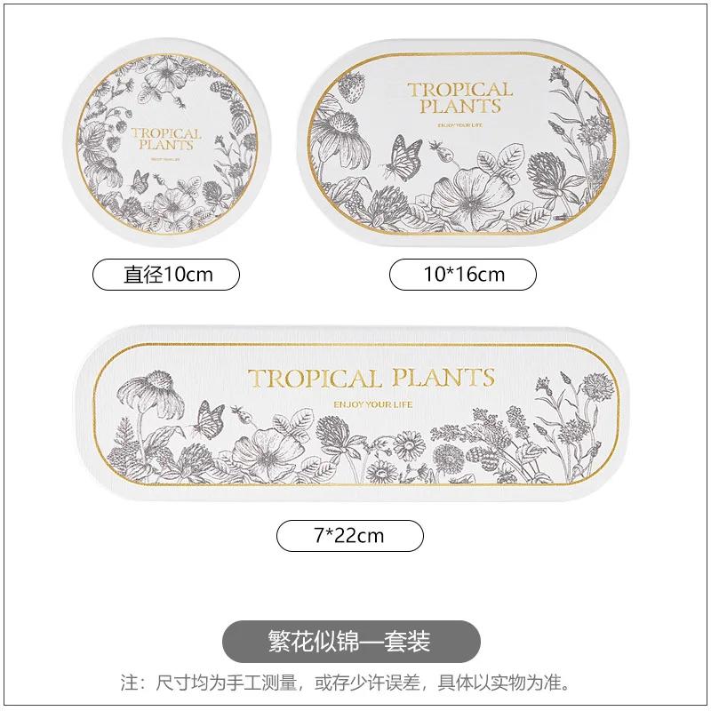 1PC Washbasin Diatomite Coaster Bathroom Absorbent Pad Flamingo Plant cat Pattern Toothbrush Holder Soap Tray Storage M