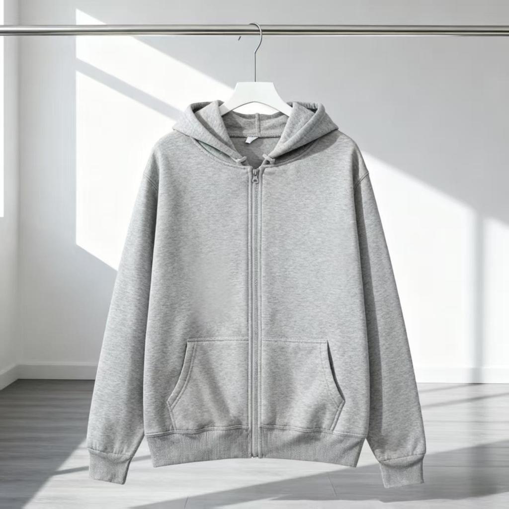 Unisex Cross-Season Hooded Fleece Jacket: Autumn-Winter Zip-Up Cardigan