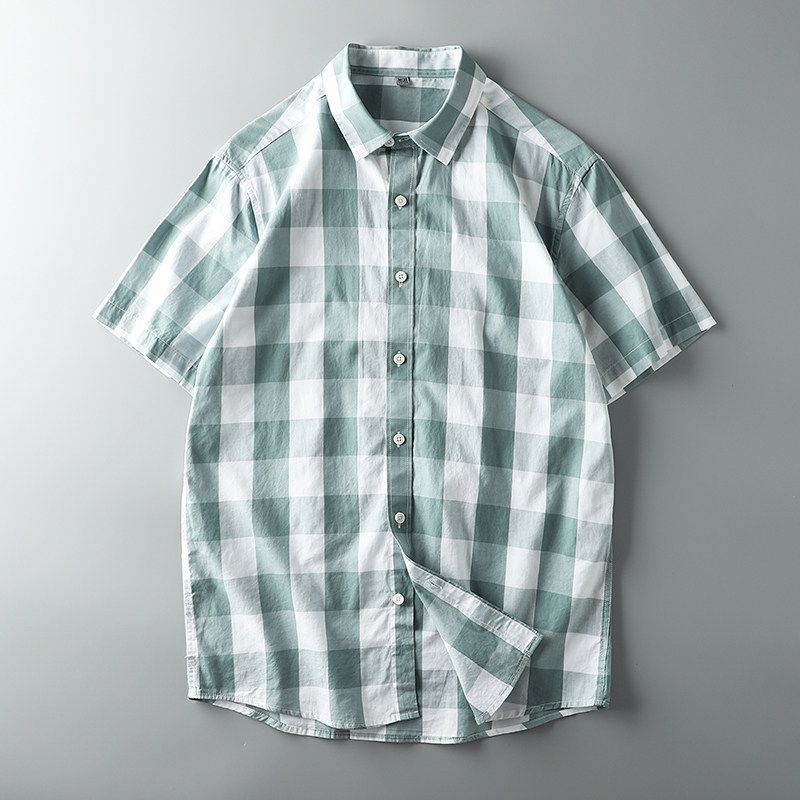 Export Tail Order Cattle Goods Export Half Sleeve Plaid Shirt
