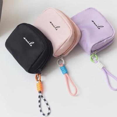 Simple Solid Color Coin Purse Multifunctional Large Capacity Cosmetic Bag With Zipper Sanitary Napkin Storage Bag Makeup Storage
