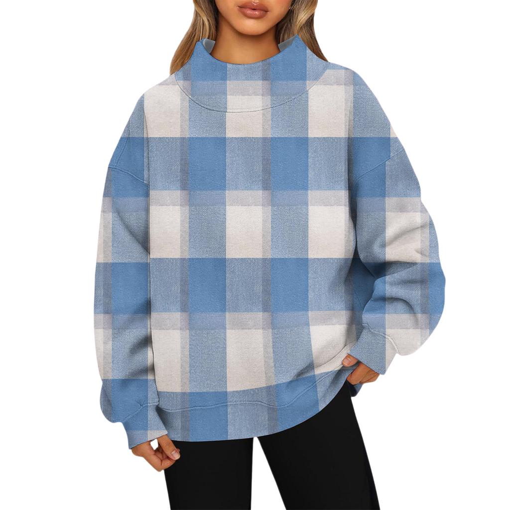 Women's Sweatshirt Sports Flannel  Sweatshirt Long Sleeve Top Casual V-Neck Sweatshirt