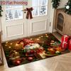 2D Flat Suitable for Entryway Non-Slip Santa Claus Rug - Soft Washable Polyester Velvet Suitable for Christmas Door Mat, Absorbent Bath Suitable, Bath
