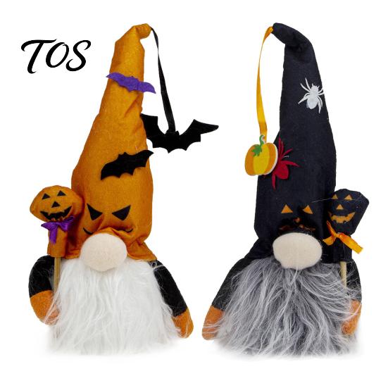 Halloween Plush Gnome Decorations Light Up Decoration, Spooky Orange Black Swedish Tomte Elf Figurine, Decorative Dolls for Fall Cute Glowing