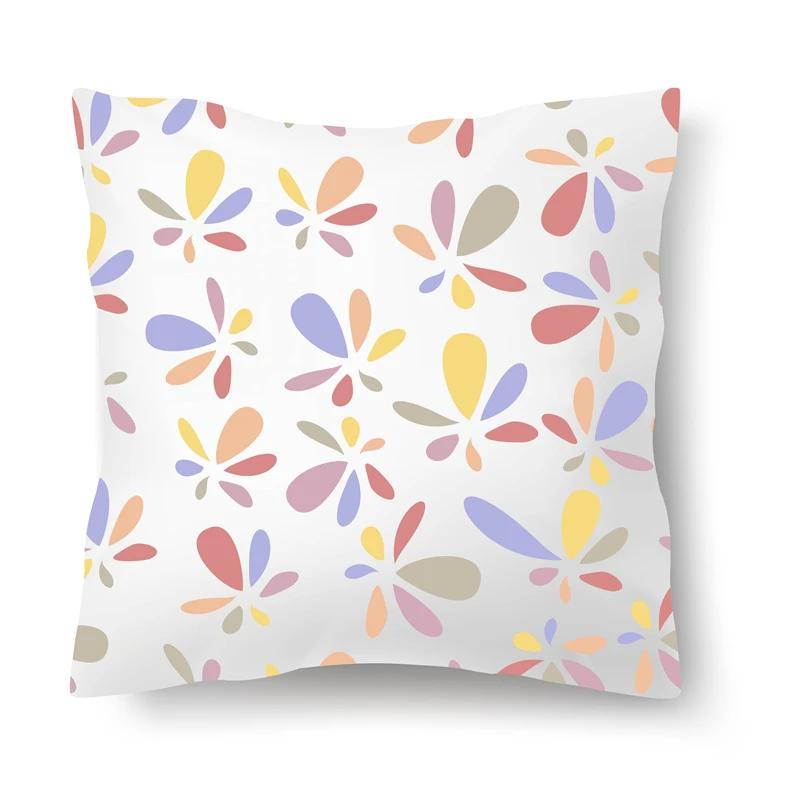 Nordic Floral Print Pillowcase 45x45CM Sofa Office Seat Car Cushion Cover Creative Ornament Bedroom Room Home Decoration