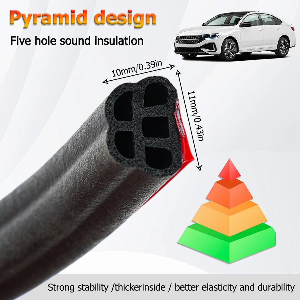 5m Car Door Rubber Seal Strip Double Layer Protector Noise Insulation Car Windshield Trunk Sealer Weatherstrip Auto Accessories