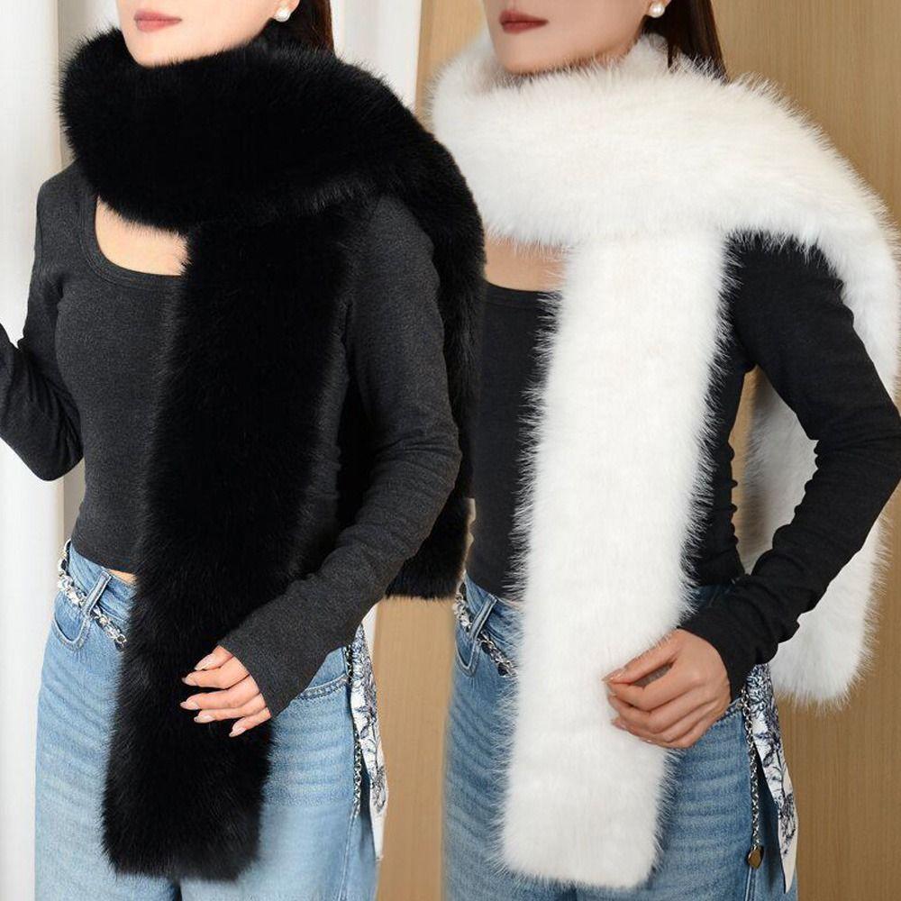 Soft Plush Winter Fluffy Scarf 180cm Long Strip Scarf Fashionable Fake Fur Long Scarf  Party