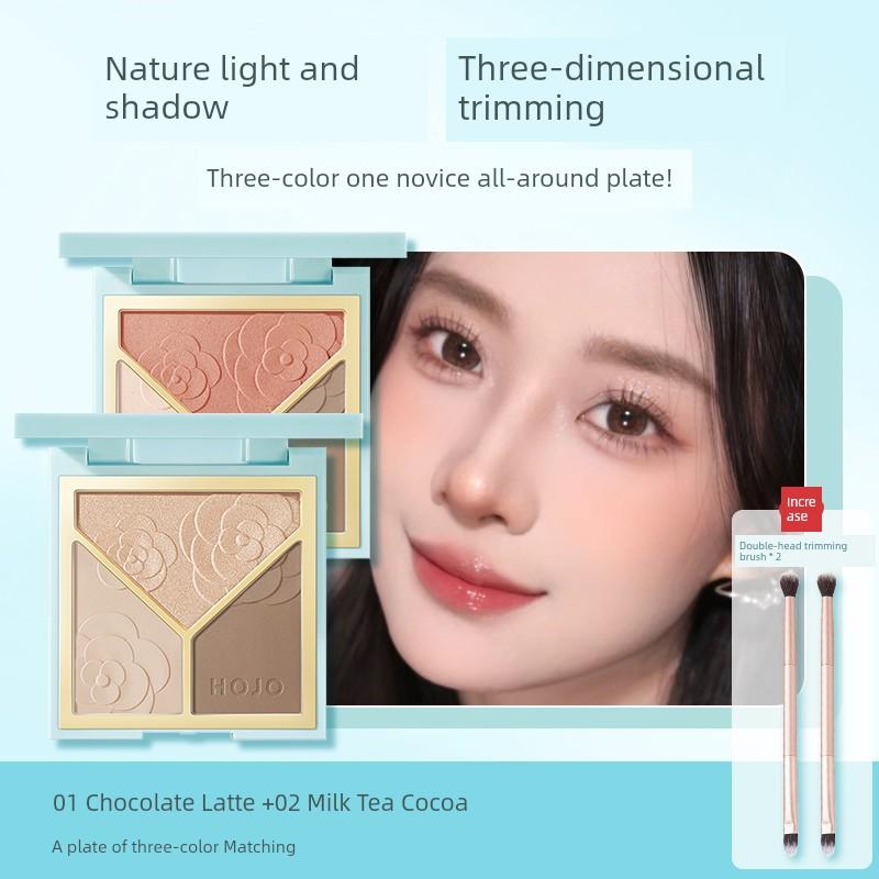 Highlighter Palette Matte Eyeshadow Blush Contour Nose Shadow Side Shadow Brightening Face Three-In-One Palette Official Authentic Product