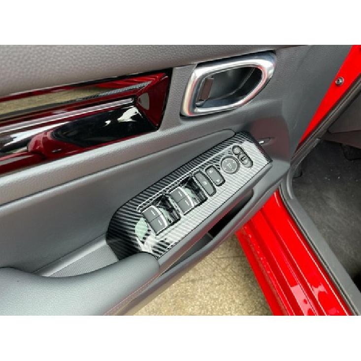 Look Door Window Lift 4x LHD Carbon Fiber Cover Trim For - Honda Civic