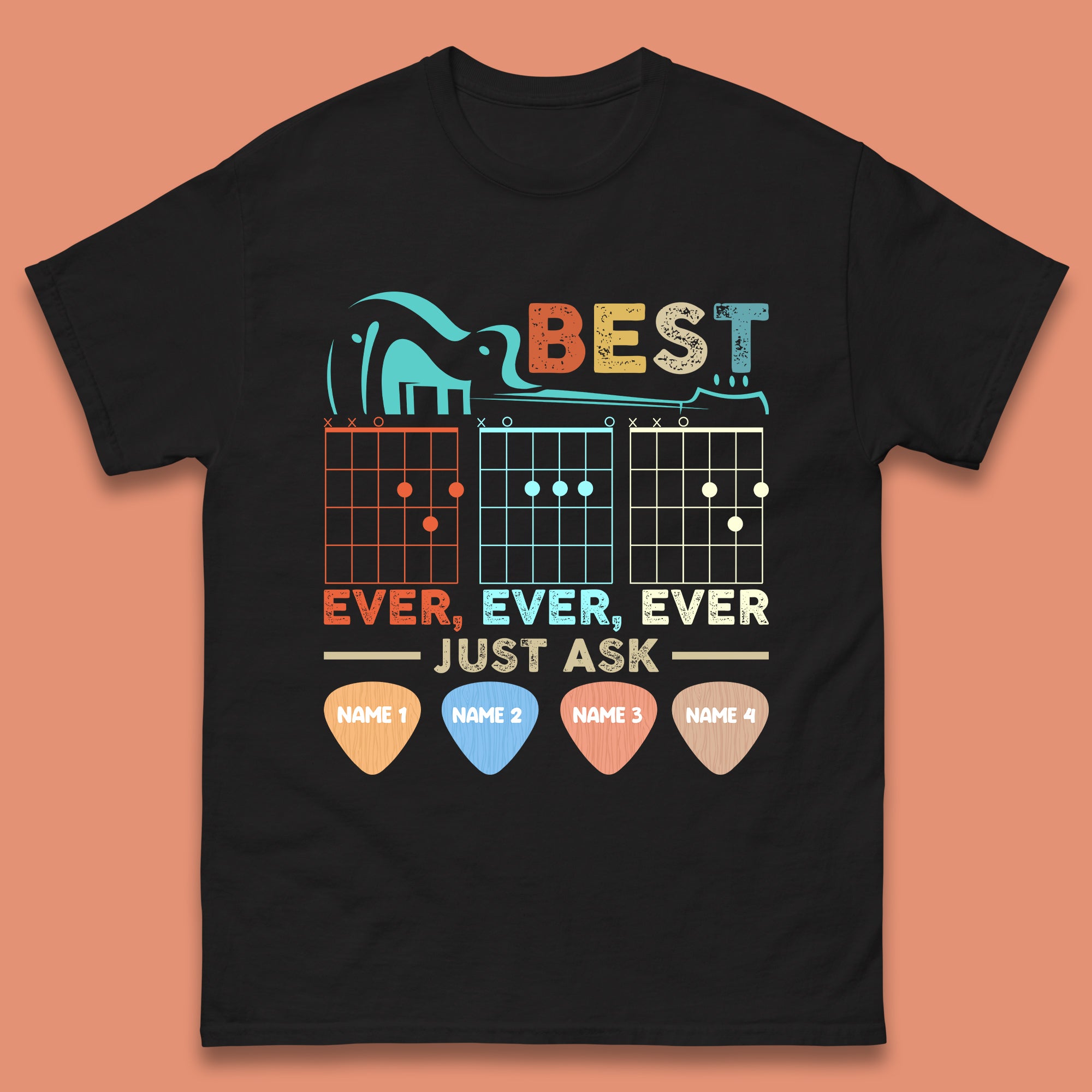 Personalised Best Guitar Dad Mens T-Shirt Womens Tops Tees XL