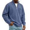 Men's Corduroy Long Sleeve Mock Neck Pullover with Front Pocket Casual Retro