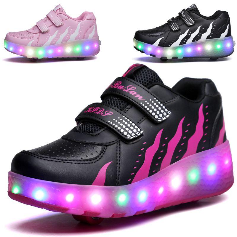 Classic Appeal Led Sneakers For Kids Light Up Roller Skate Shoes And 2 Wheels Unisex