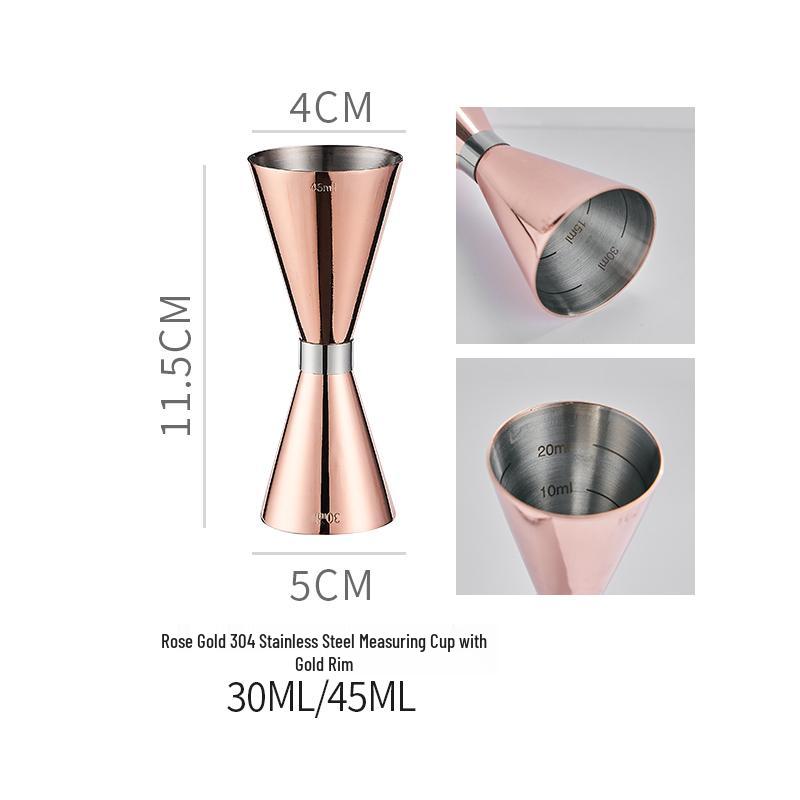 Double-Headed Stainless Steel 304 Gold Ring Jigger with Scaled Measuring Cup for Cocktails