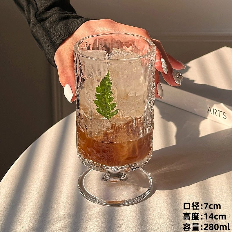 High-quality Juice Glass For Household High-value Tree Pattern Straight Tube Creative Transparent Fruit Tea Sparkling Water Cup Cocktail Glass