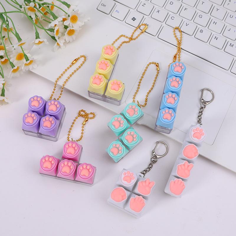 Portable Fashionable Keyboard Clicker Fidget Key Chain Set Buttons For Sensory Stress Relief Ideal For Office Travel Toy Bag
