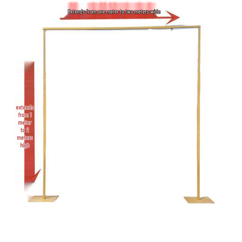 Gold Iron Wedding Arch with Telescopic Rods - Decorative Frame for Event Backgrounds