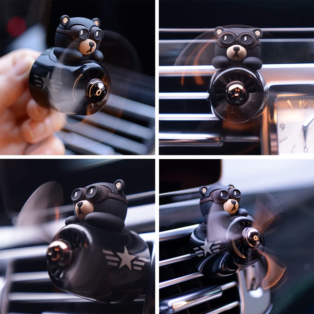 Auto Bär Pilot Stilvoller Clip-Typ Klimaanlagenmontiert Desinfizierend Geschenk Autodekoration (Schwarz)