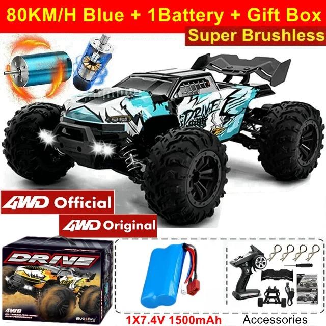 1:16 4WD Brushless RC Car 80KM/H High Speed, Off-Road 4x4 Drift Racing Truck for Adults & Kids