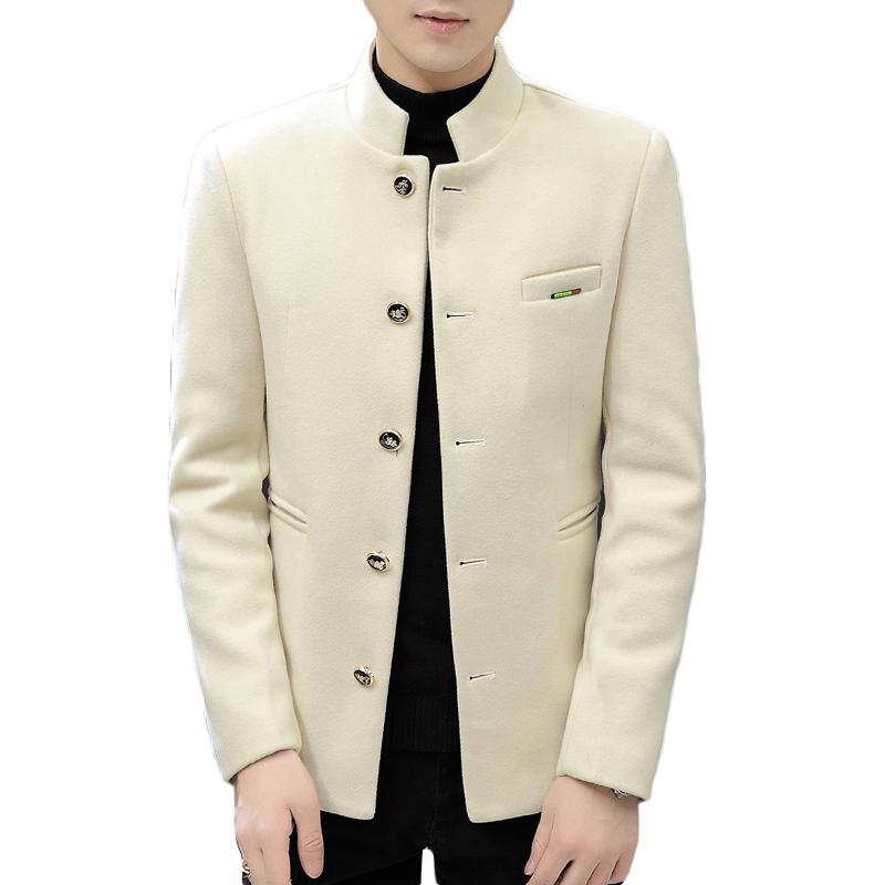New High-quality Men's Fleece Thickened British Style Elegant Solid Color Fashion Simple Slim Fit Comfortable Casual Woolen Coat