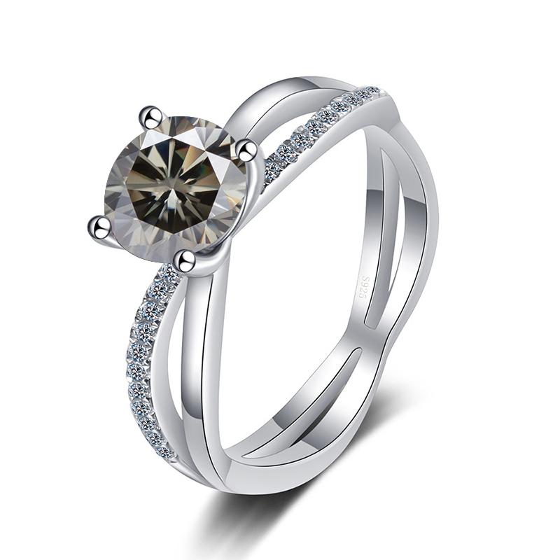 Bague Ringen S925 Sterling Silver Luxury Jewelry 1 Carat D Color Moissanite Diamond Ring For Wedding Four Claw Cross Hollow Rings
