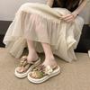Foreign-style flower thick-soled fairy skirt slippers 2025 new summer fashion versatile one-word comfortable slippers beach