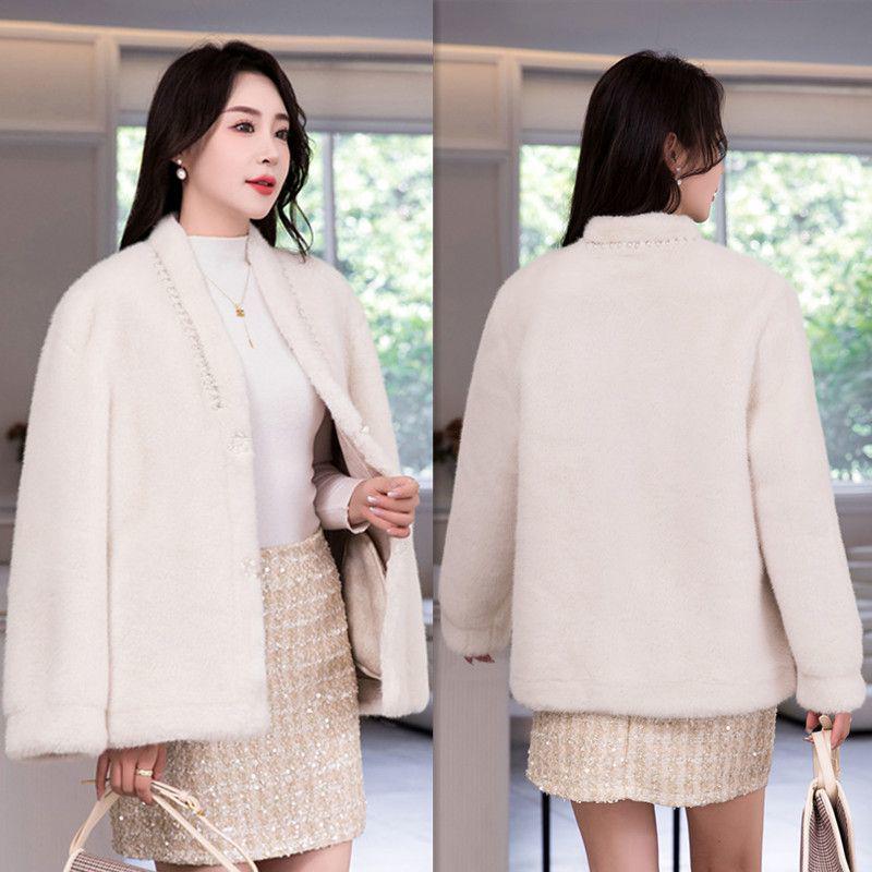 

Стильная зимняя шуба из норкового бархата для женщин среднего и пожилого возраста L (Recommended 90-105 jin)