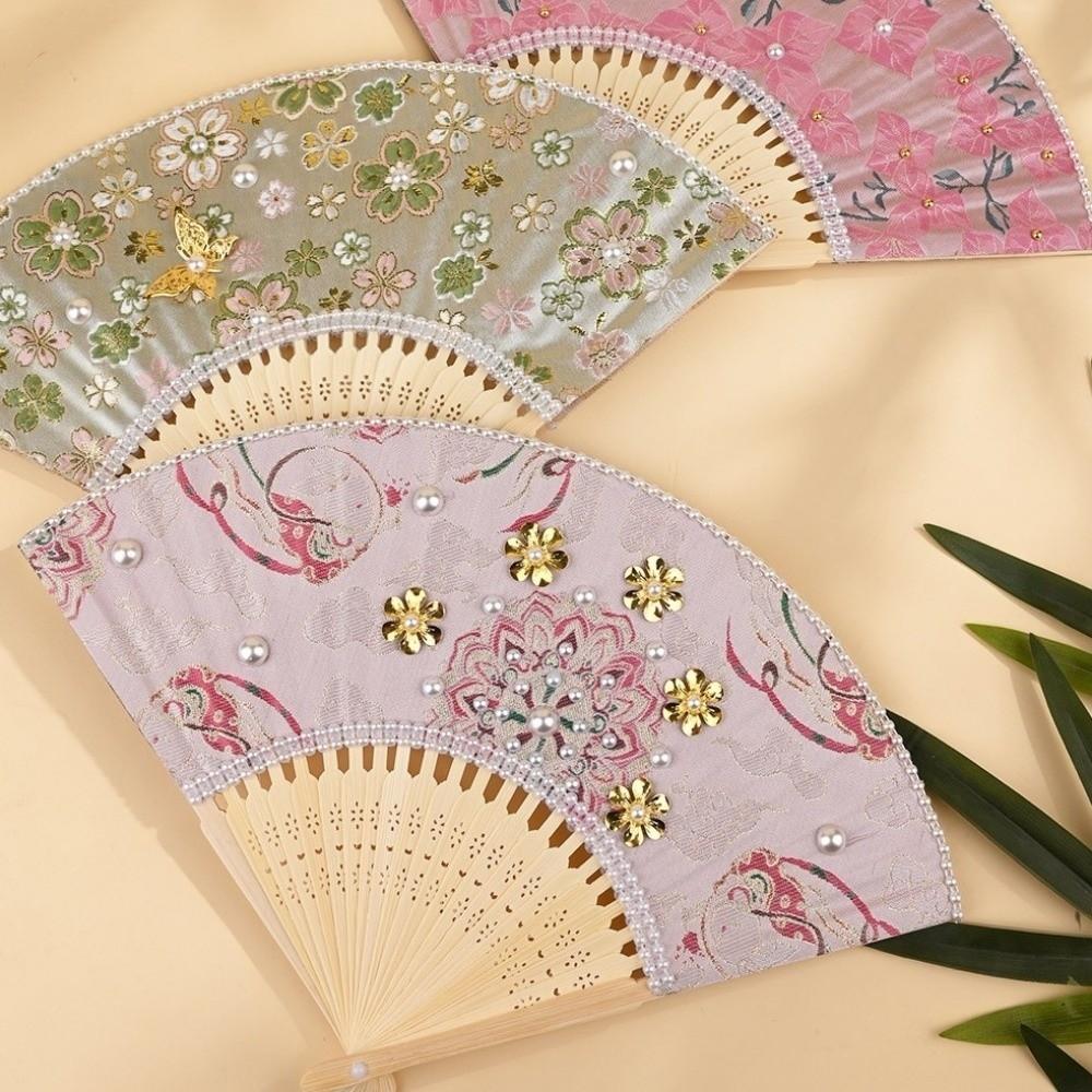 Portable Pearl Folding Fan Butterfly Handmade Fan Vintage Decorative Fan  Home Ornament