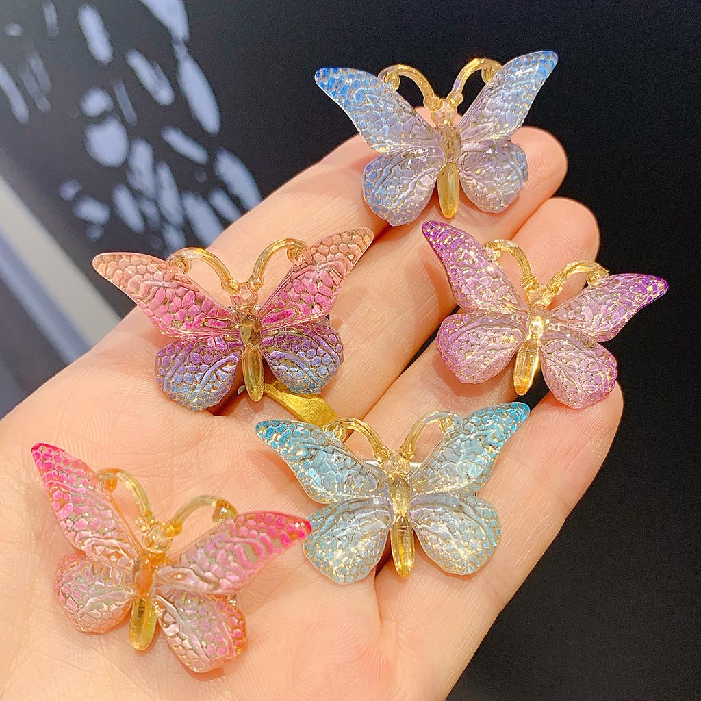 5PCS Colorful Gradient Three-Dimensional Butterfly Hair Clip, Sweet And Fairy Girl Headband, Cute Girl Heart Hair Clip