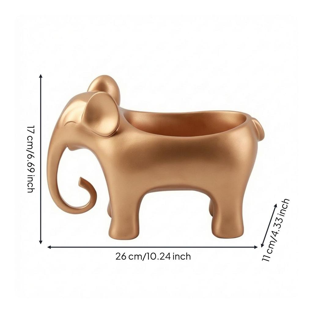 Elephant Storage Container Shiny Figurine with Decorative Catchall Tray for