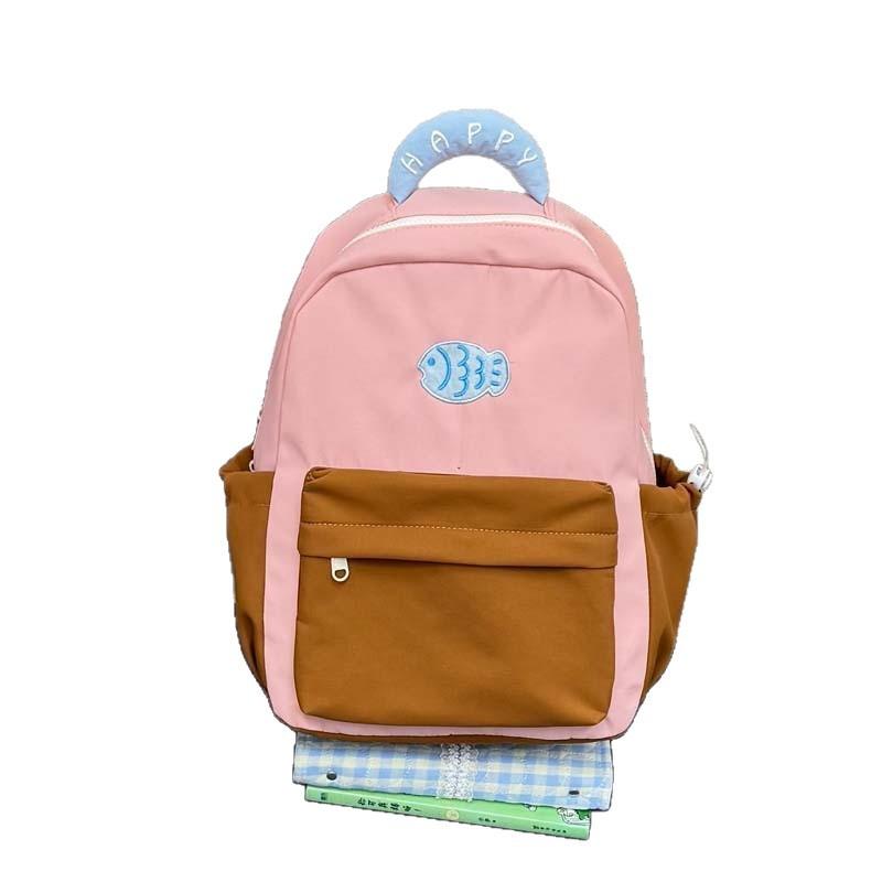 Schoolbag new student schoolbag cute cartoon print color matching backpack versatile high school students large capacity backpack