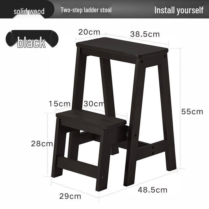 Solid Wood Multifunctional Folding Ladder-Chair: Indoor Portable 4-Step Stool & Climbing Ladder