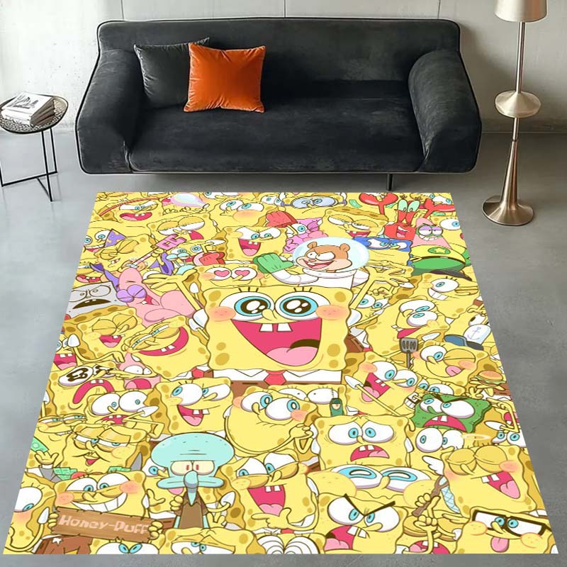 3D S-SpongeBob Patrick Star Cartoon Carpet Rug for Playroom Bedroom Living Room Sofa Home Decor,kids Area Rug Non-slip Floor Mat