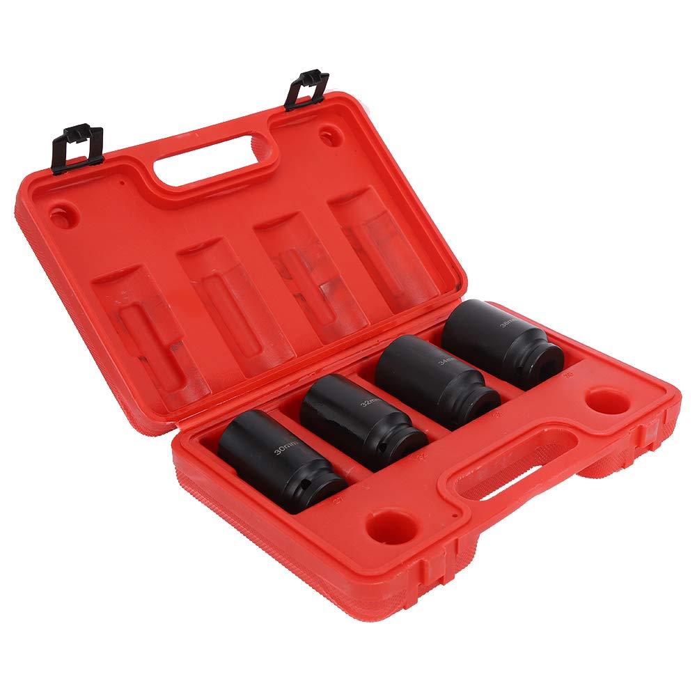 

Double Hex Impact Socket Set, 1/2-inch Hex Chrome Molybdenum Steel, 79mm Length, 30mm/32mm/34mm/36mm, 4 Pieces