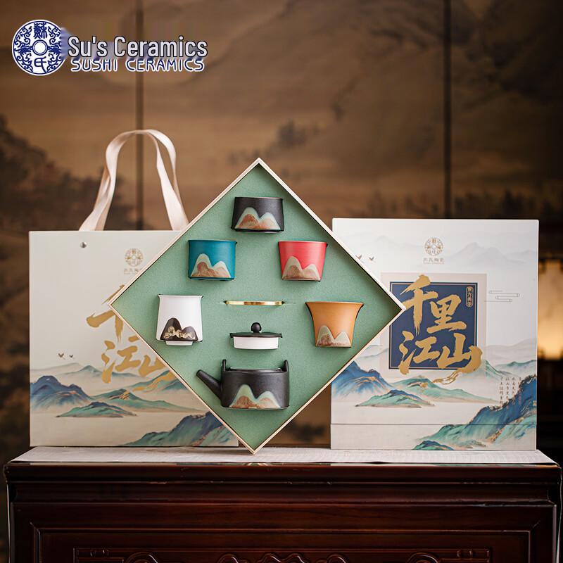 Su s Ceramic Hand-painted Landscape Tea Set