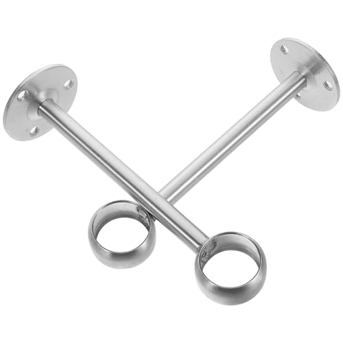 NOLITOY Stainless Steel Curtain Rod Brackets, Set of 2, Round Head Design, Durable, Fits 6-Inch Curtain Rods, Versatile, Wall-Mounted, Coordinates wit