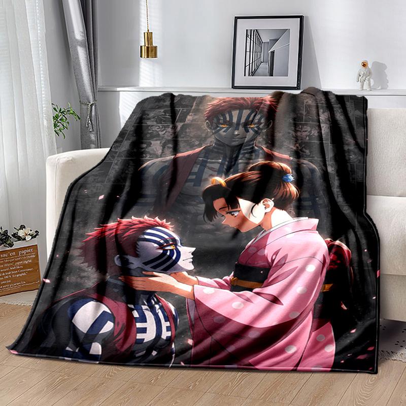 Demon Slayer Akaza printed throw blanket—lightweight,soft,warm;versatile blanket for all seasons—perfect as &air-conditioning throw,nap blanket