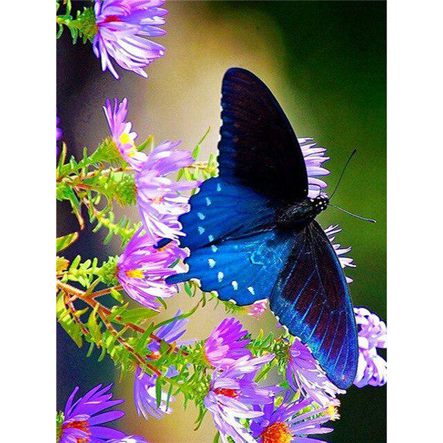 DIY 5D Diamond Painting Butterfly Full Round Drill Diamond Embroidery Flowers Cross Stitch