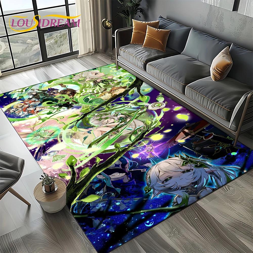 2025 New Genshin Impact Character Solo Cartoon Game Carpet Rug for Living Room Bedroom Home Sofa Decoration,Non-slip Floor Mat