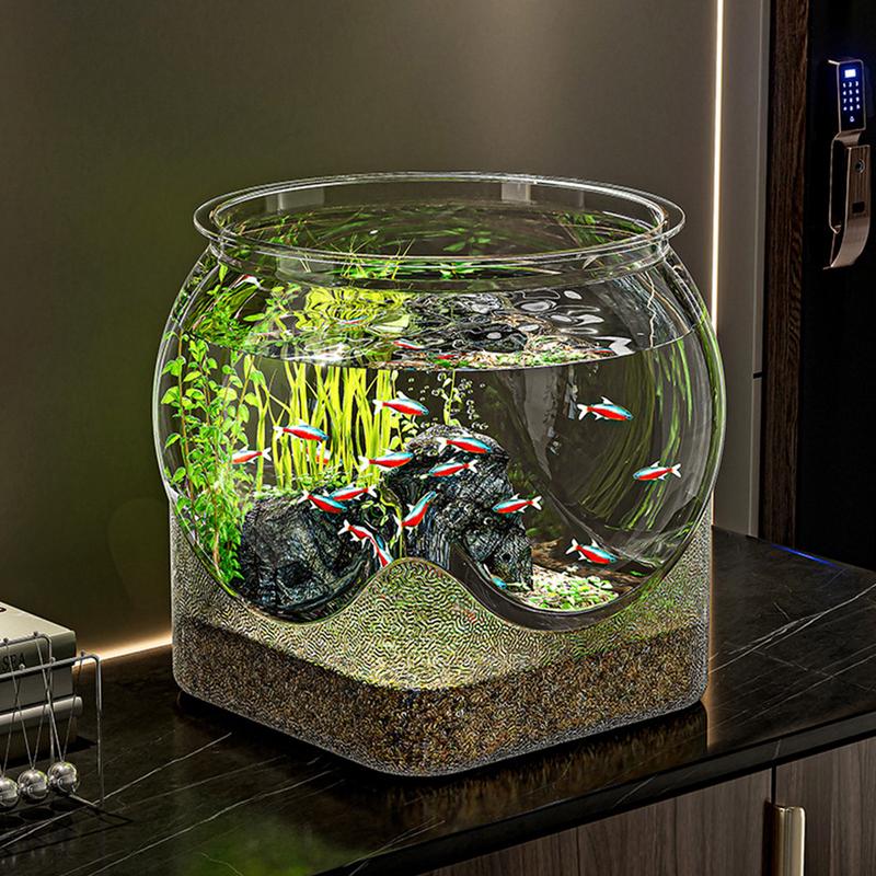 Klarer Runder Goldfischglas Aquarium Bettafisch Schildkrötenbecken Vase Topf Biotop Aquarien Tischplatte Ökologisches Fischbecken Sturzfest