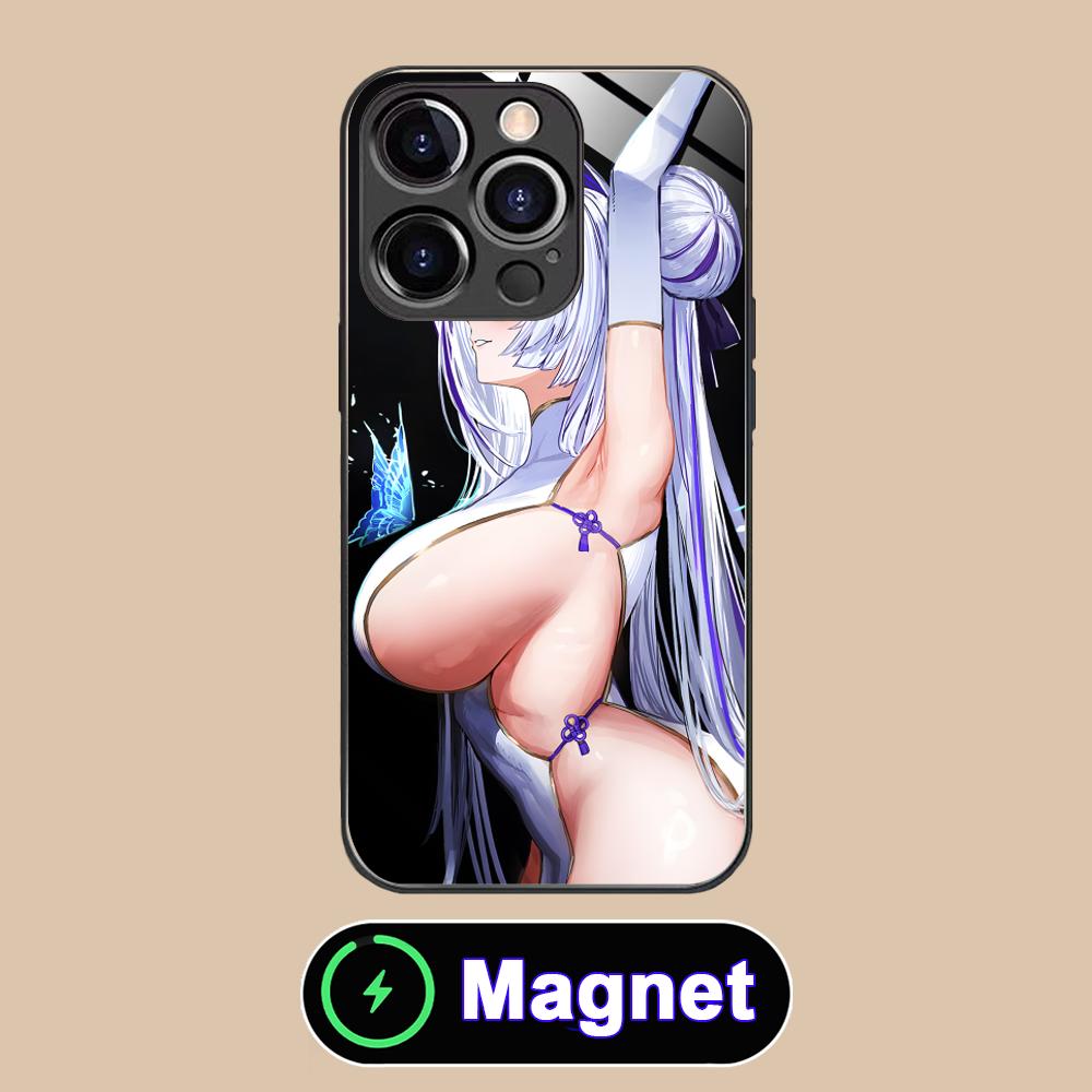 Azur Lane Unzen Glass MagSafe Mobile Phone Case for iPhone 17 16 15 14 13 12 11 Air Pro Max Plus Mini Colorful Cover