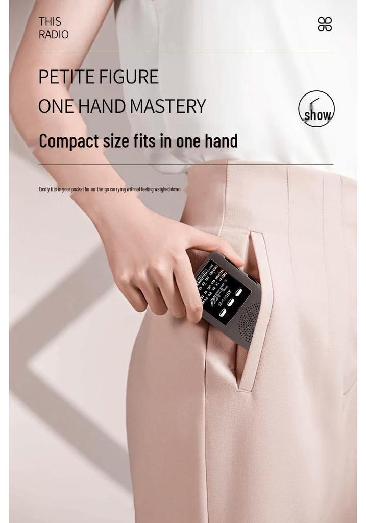 High-End Multi-Band Mini Radio with Bluetooth, Headphone Jack, and Music/Call Functionality