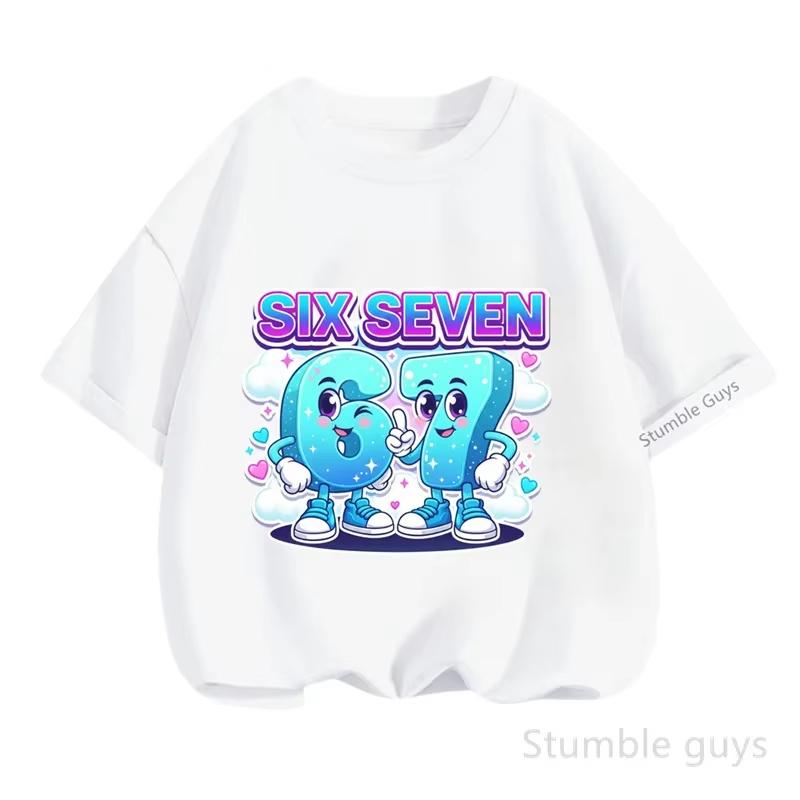 Kids Blue Cute SIX SEVEN Number 67 Graphic TShirt Soft Cotton Wear for Boys Girlsdf0087 100
