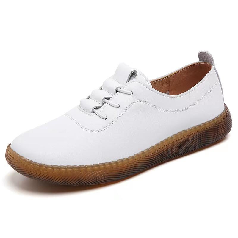 Wide Fit Sole Flats Korean Style Shoes For Women Cozy Genuine Leather Cowhide High Quality Slip On Pregnant Maternity Loafers