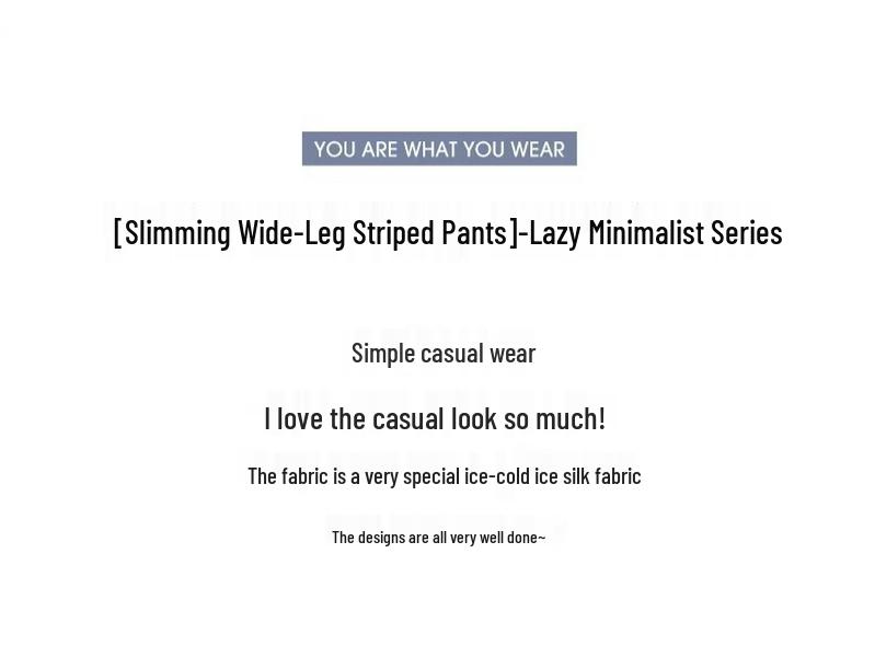 Women's High-Waisted Wide-Leg Black & White Striped Pants - Summer Petite, Slimming, Thin, and Loose Fit, 145cm