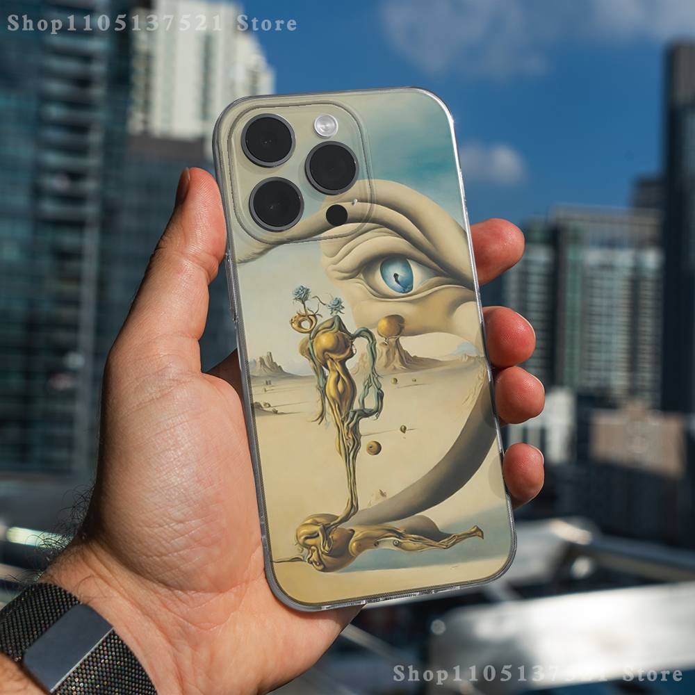 

Etui Salvador Dali Painting Phone Case For iPhone 17,16,15,14,13,12,11 Pro,Max,Plus,X,XS,XR,SE4,E Mini Transparent Soft Cover iPhone11