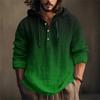 Camicia da Uomo Stampata in Cotone e Lino con Cappuccio a Maniche Lunghe con Cappuccio Primavera ed Estate Casual da Indossare Tutti i Giorni
