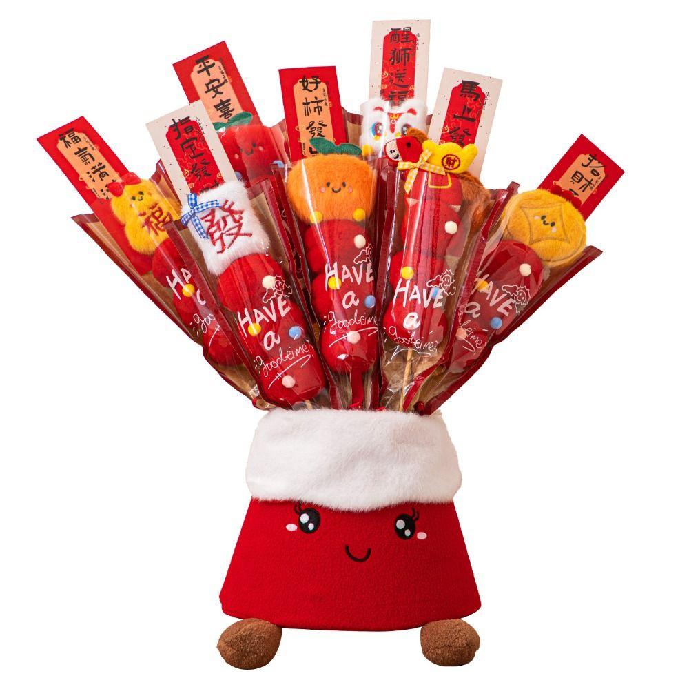 Creative Tanghulu Stuffed Toy Funny Cartoon Plush Toys Ice Candy Gourd Bouquets  Spring Festival
