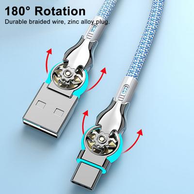 Yousheng Dual Elbow USB C Cable 180 Degree Angled 3A Fast Charging & Data Sync Data Cord Nylon Braided Charging Cord for Most Phones
