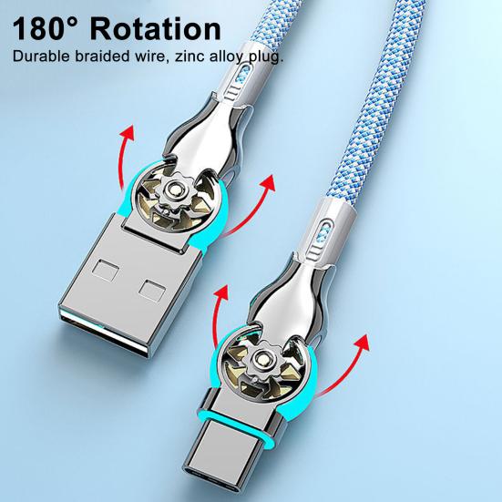 Yousheng Dual Elbow USB C Cable 180 Degree Angled 3A Fast Charging & Data Sync Data Cord Nylon Braided Charging Cord for Most Phones