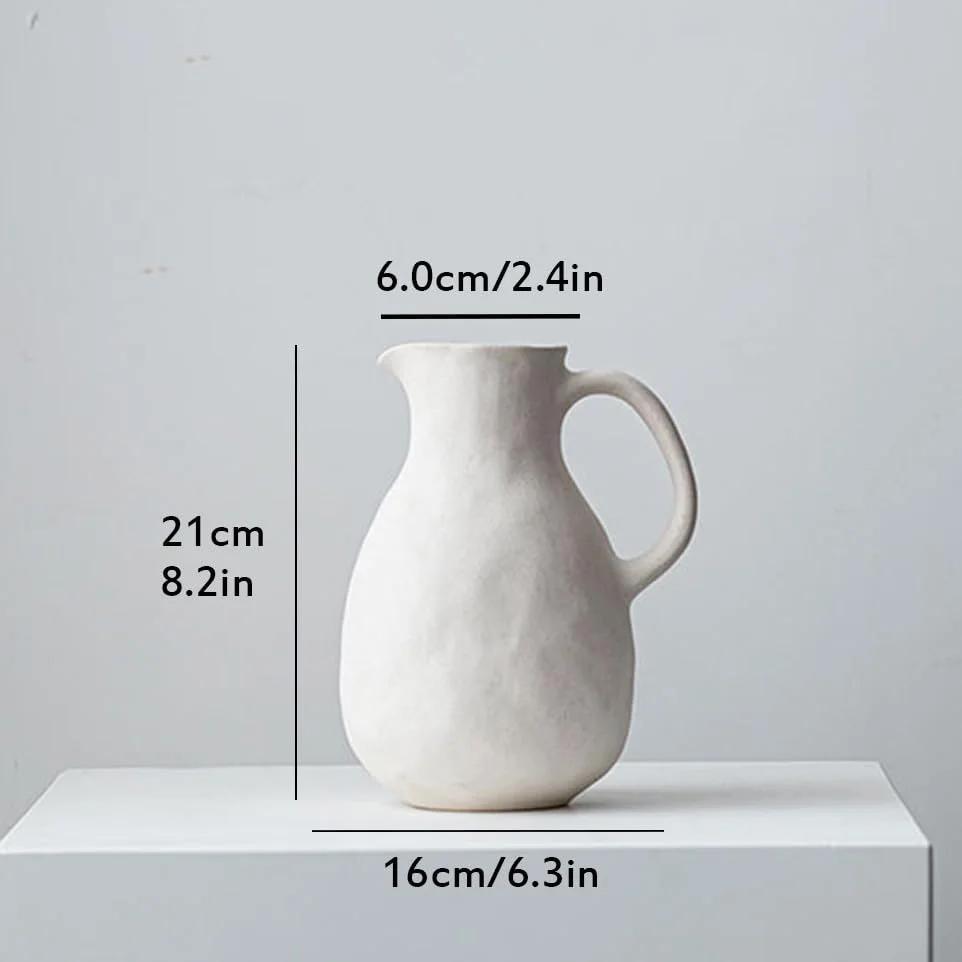 

Matte White Ceramic Vase Farmhouse Flower Vases for Home Decor Clay Terracotta Decorative Pitcher Vase Boho Vases for Room Decor