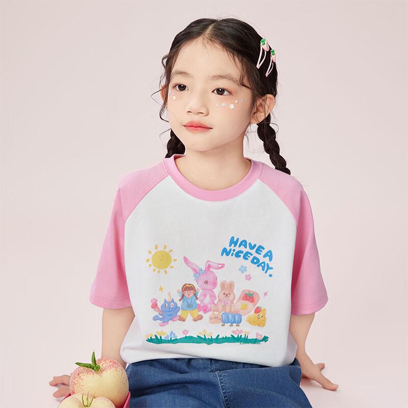 Xiaoyinman Girls' Oil Painting Print Short-Sleeve T-Shirt